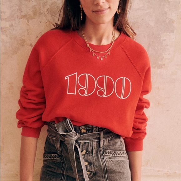 Sézane Année (Year/Decade) Sweatshirt 1990 in Red - Picture 2 of 5